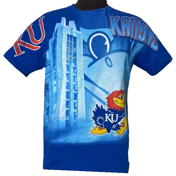 Other - Vtg University of Kansas KU Jayhawks all over print t shirt Medium Rock Chalk